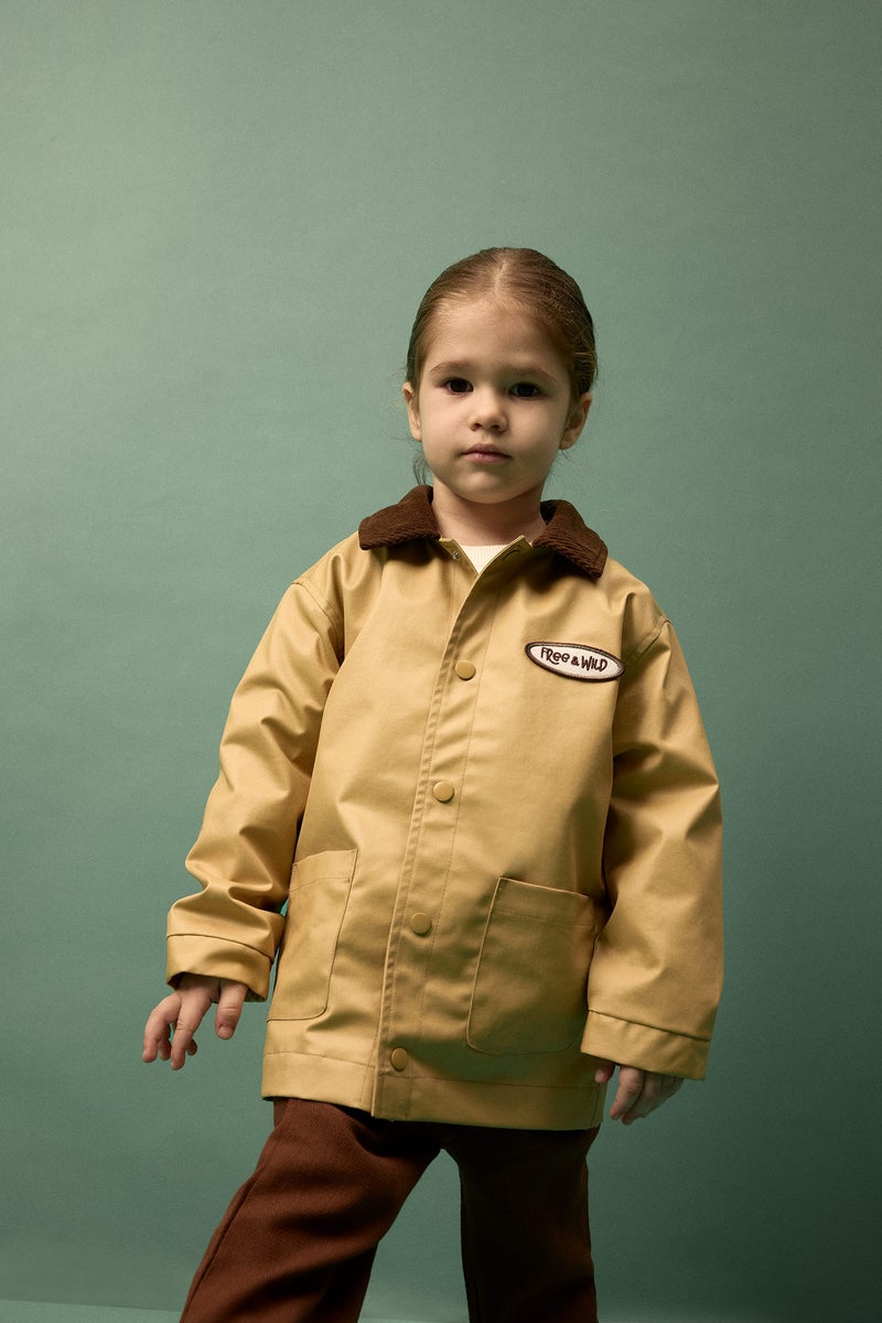 DeFacto Beige BabyBoy Baby Boy Contrast Collar Jacket Casual - Image 3